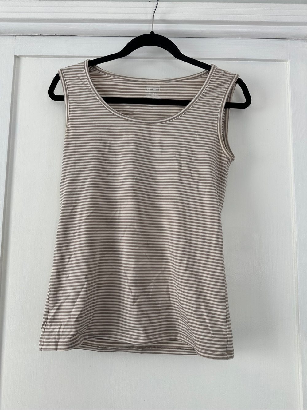 Striped Sleeveless Tank Top in Taupe and White - bin 2
